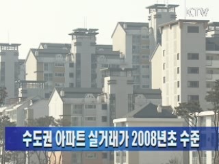 수도권 아파트 실거래가 2008년초 수준