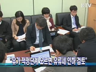 "유가 적정단계 오르면 유류세 인하 검토"