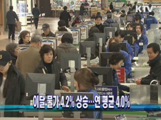 이달 물가 4.2% 상승···연 평균 4.0%